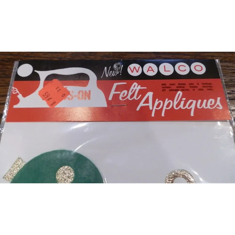 Vintage Walco Press-On Christmas Felt Appliques Lot of 12 NEW